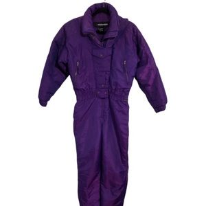 Vtg 80's Women's Snowsuit Jumper One Piece Purple Ski Wear Sz 6